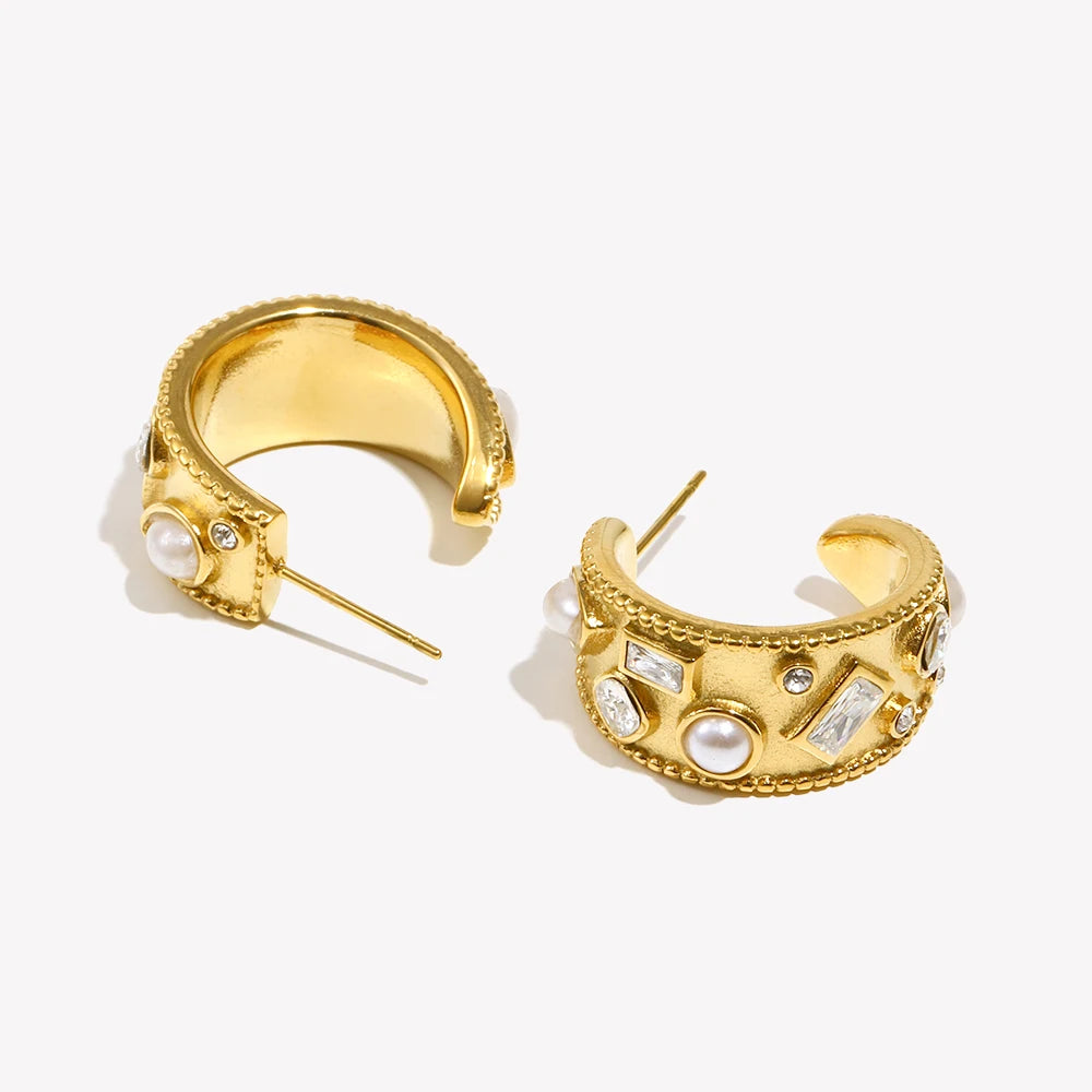 Pendientes "Grand Muse" – Aros Reales con Perlas & Cristales