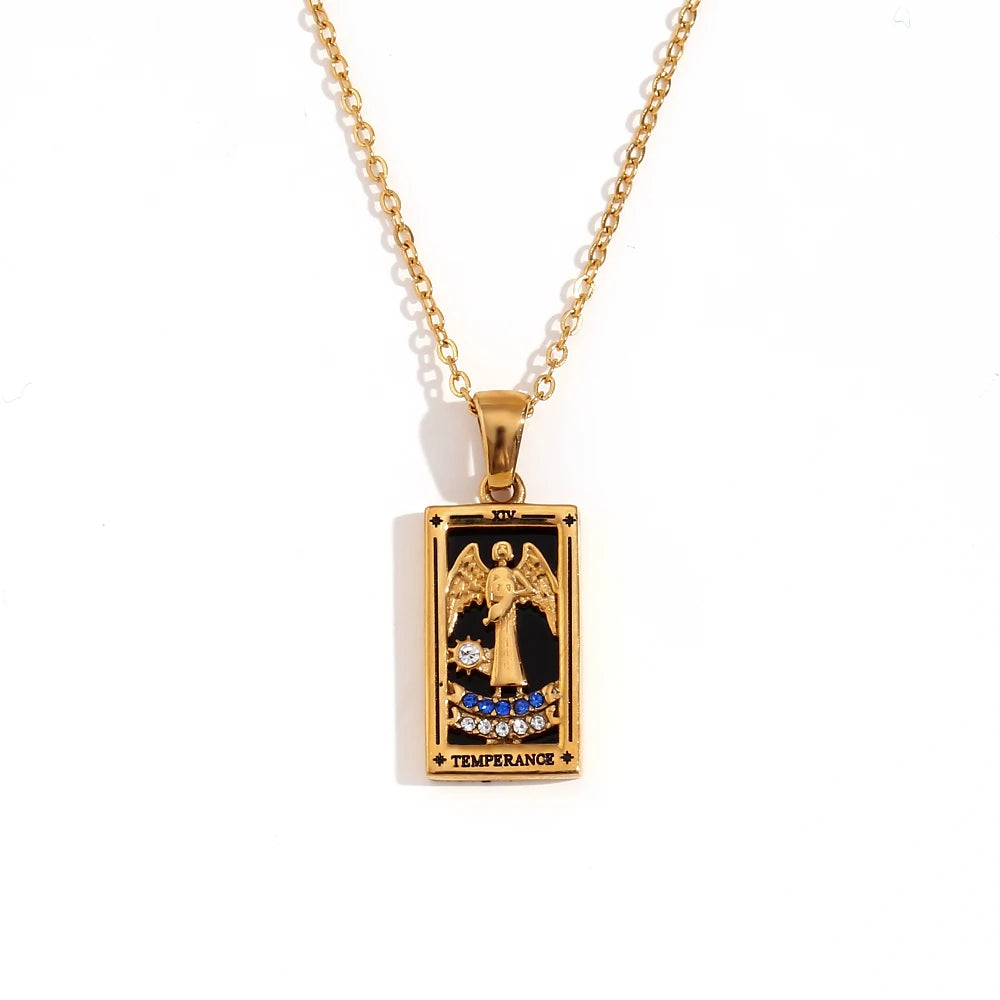 Collar Carta del Tarot "The Star" – Acero Inoxidable Bañado en Oro 18k