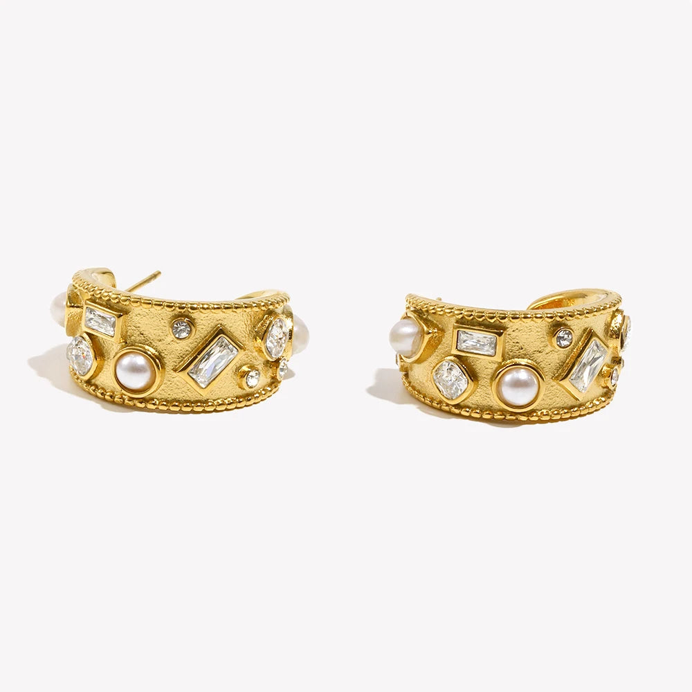 Pendientes "Grand Muse" – Aros Reales con Perlas & Cristales