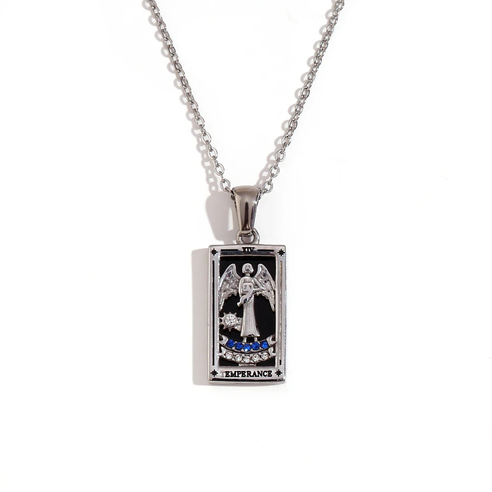 Collar Carta del Tarot "The Star" – Acero Inoxidable Bañado en Oro 18k