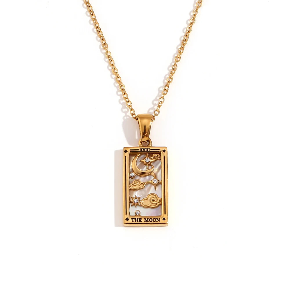 Collar Carta del Tarot "The Star" – Acero Inoxidable Bañado en Oro 18k