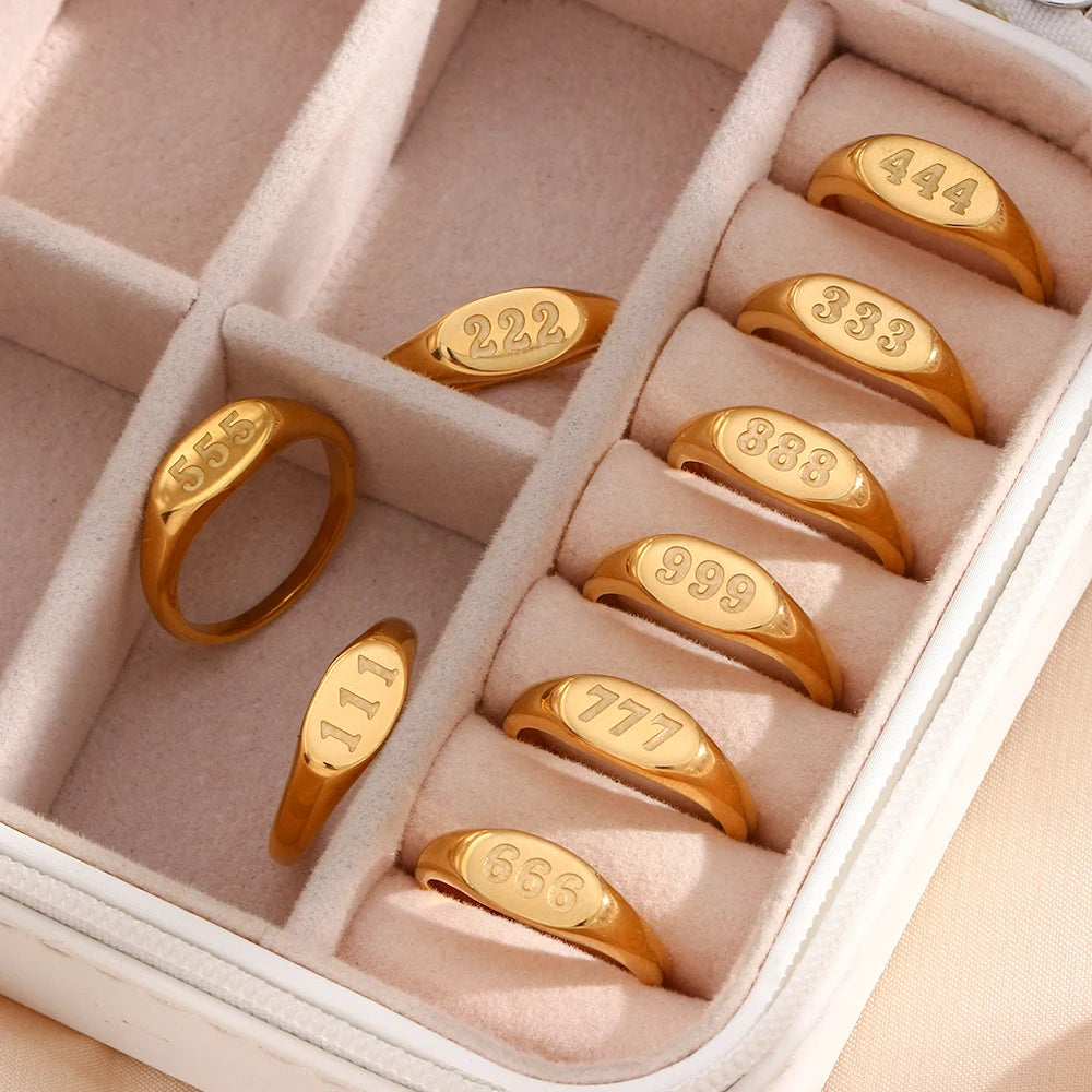 Anillo "Angel Numbers" – Sincronía & Oro 18K