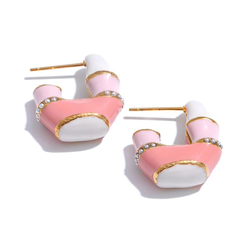Aros "Candy Bamboo" – Dulzura y Estilo en Esmalte Pastel