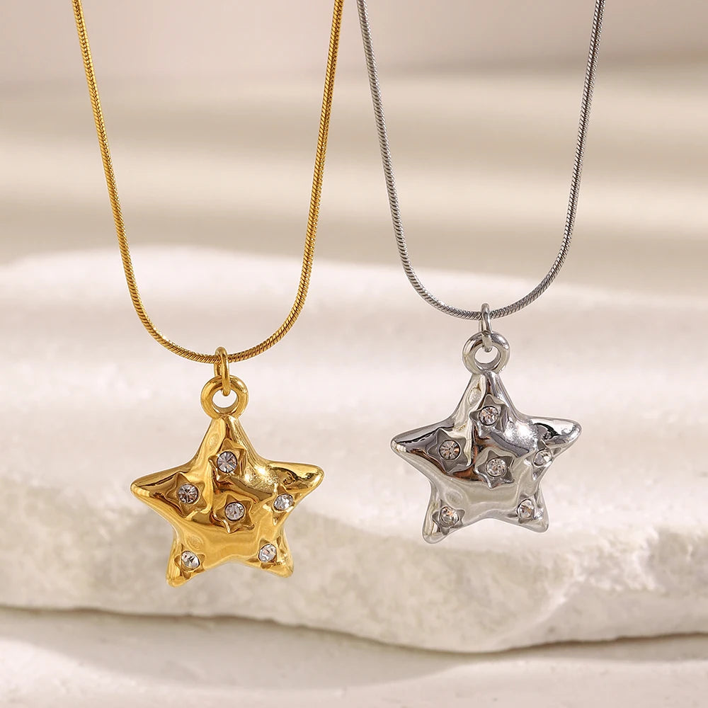 Collar "Starry Night" – Colgante Abombado & Cristales