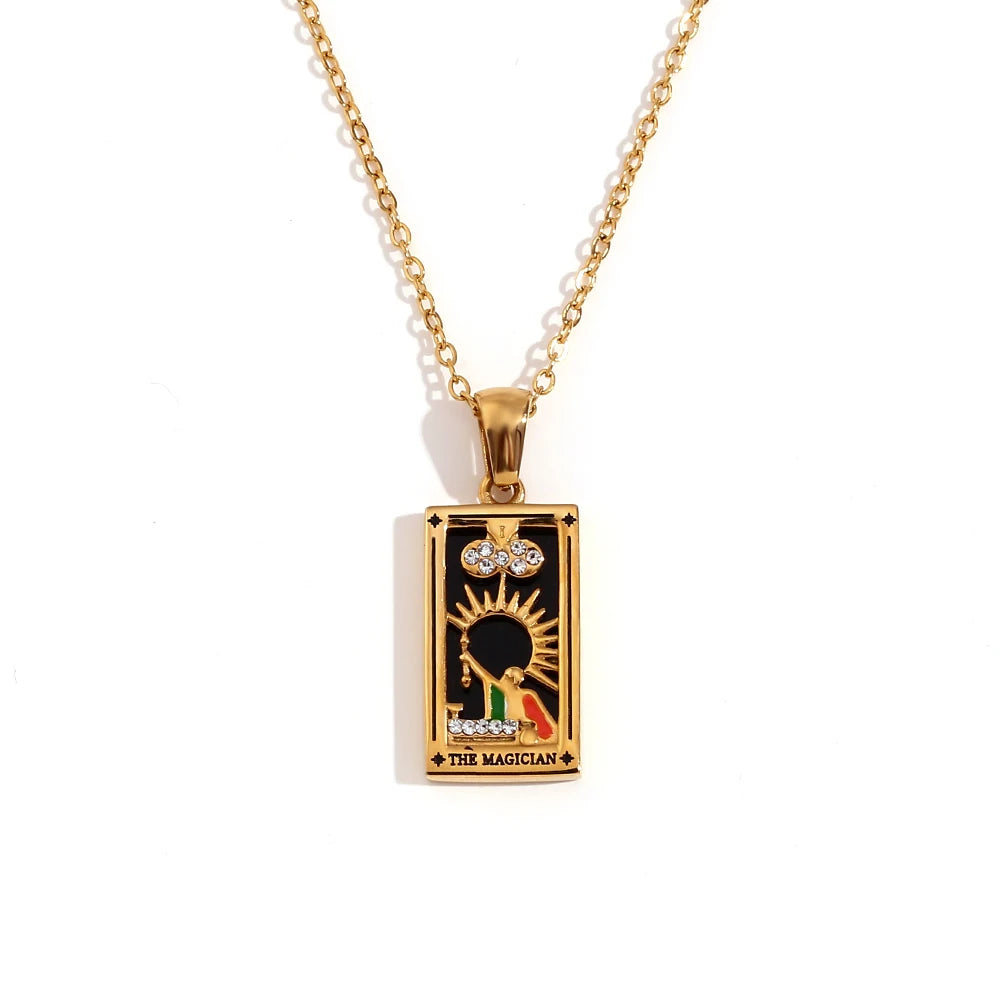 Collar Carta del Tarot "The Star" – Acero Inoxidable Bañado en Oro 18k