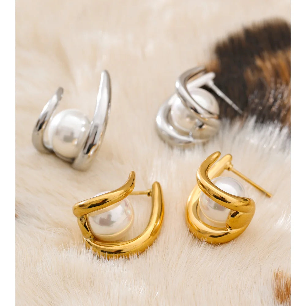Pendientes Orbit Pearl: Vanguardia y Pureza