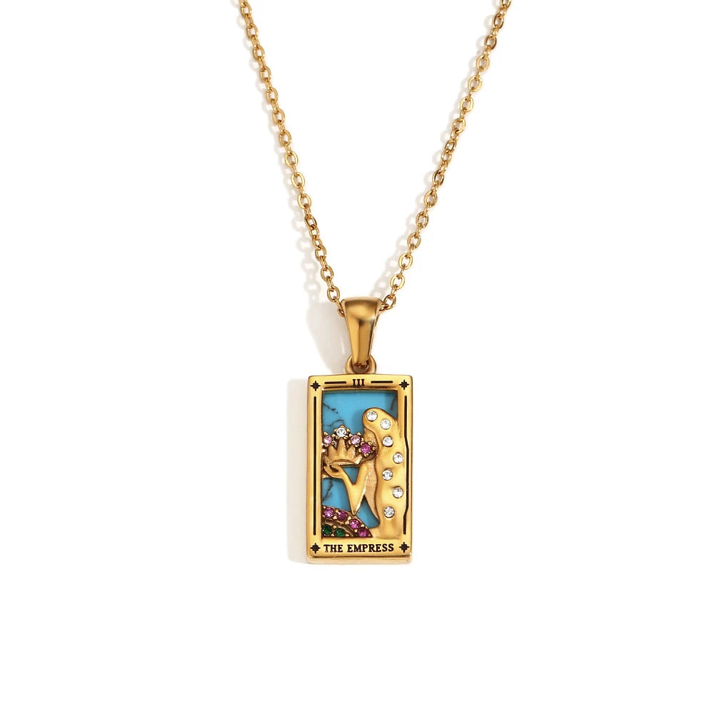 Collar Carta del Tarot "The Star" – Acero Inoxidable Bañado en Oro 18k