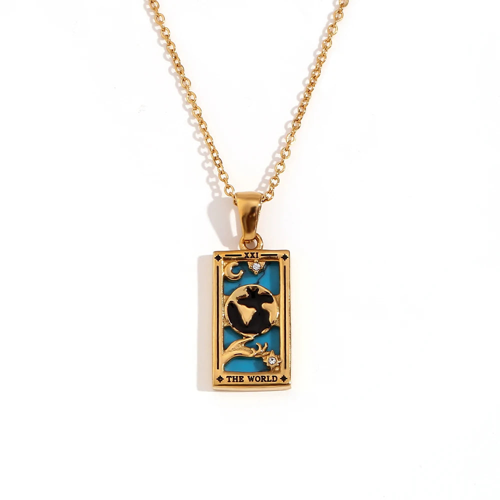 Collar Carta del Tarot "The Star" – Acero Inoxidable Bañado en Oro 18k