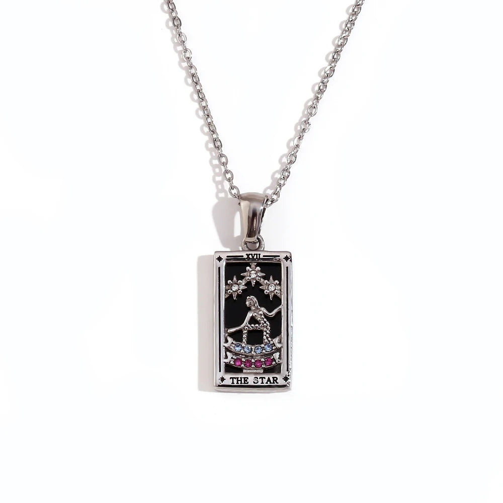 Collar Carta del Tarot "The Star" – Acero Inoxidable Bañado en Oro 18k