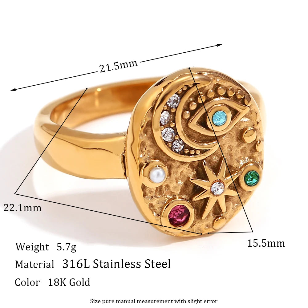 linea Amuletos "Celestial" – Medallón & Anillo Sello Martillado