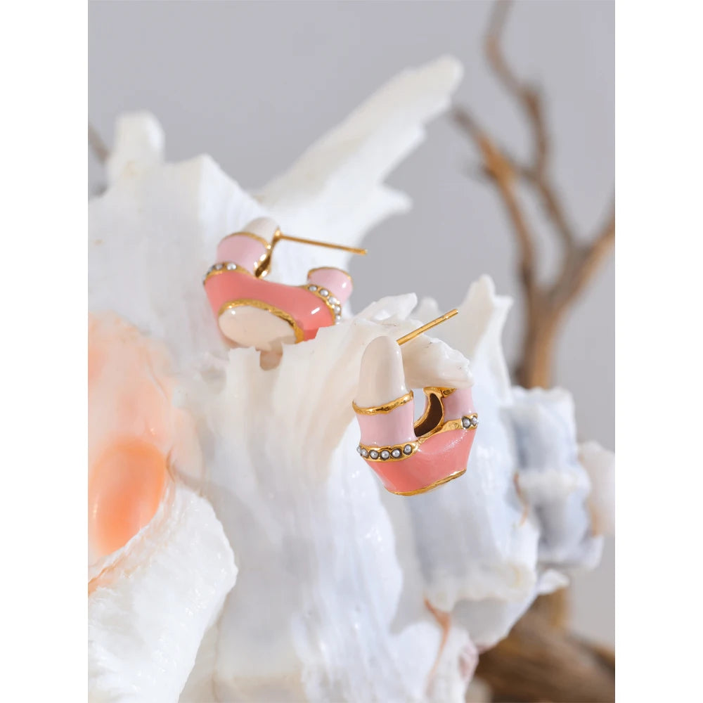 Aros "Candy Bamboo" – Dulzura y Estilo en Esmalte Pastel