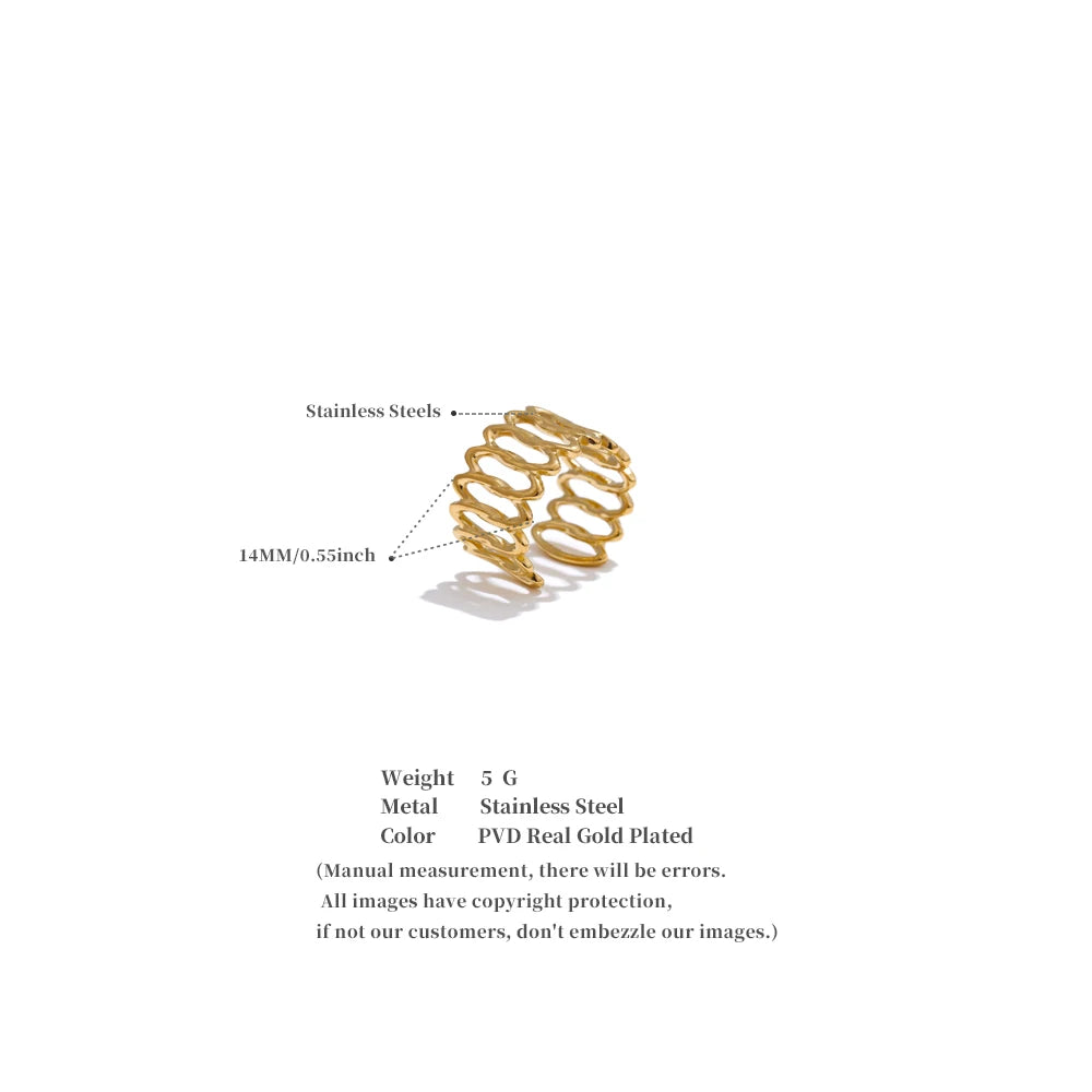 Anillo Wave Mesh: Escultura Geométrica y Fluida