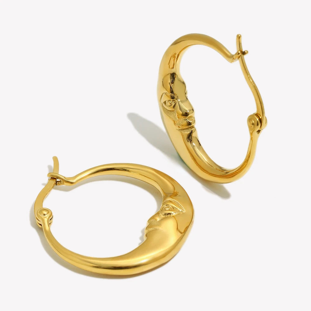 Pendientes "Midnight Muse" – Aros Luna Abstracta